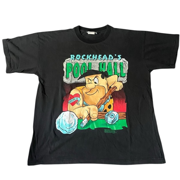 Vintage 1994 Flintstones T-Shirt Barney Rubble Rockhead’s Pool Hall Novel T XL - Picture 1 of 7